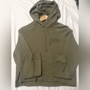 cropped hoodie from pink color green size xs